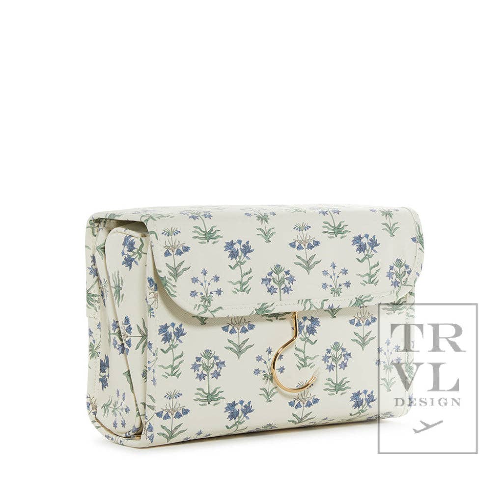 Luxe Hanging Toiletry Case  Provence With Green Pinstripe