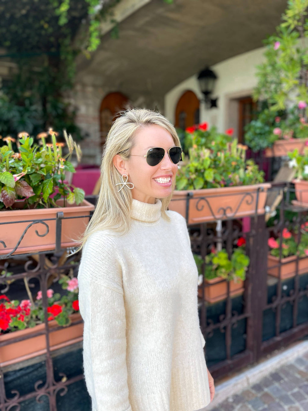 Pearl Statement Bow Holiday Earrings