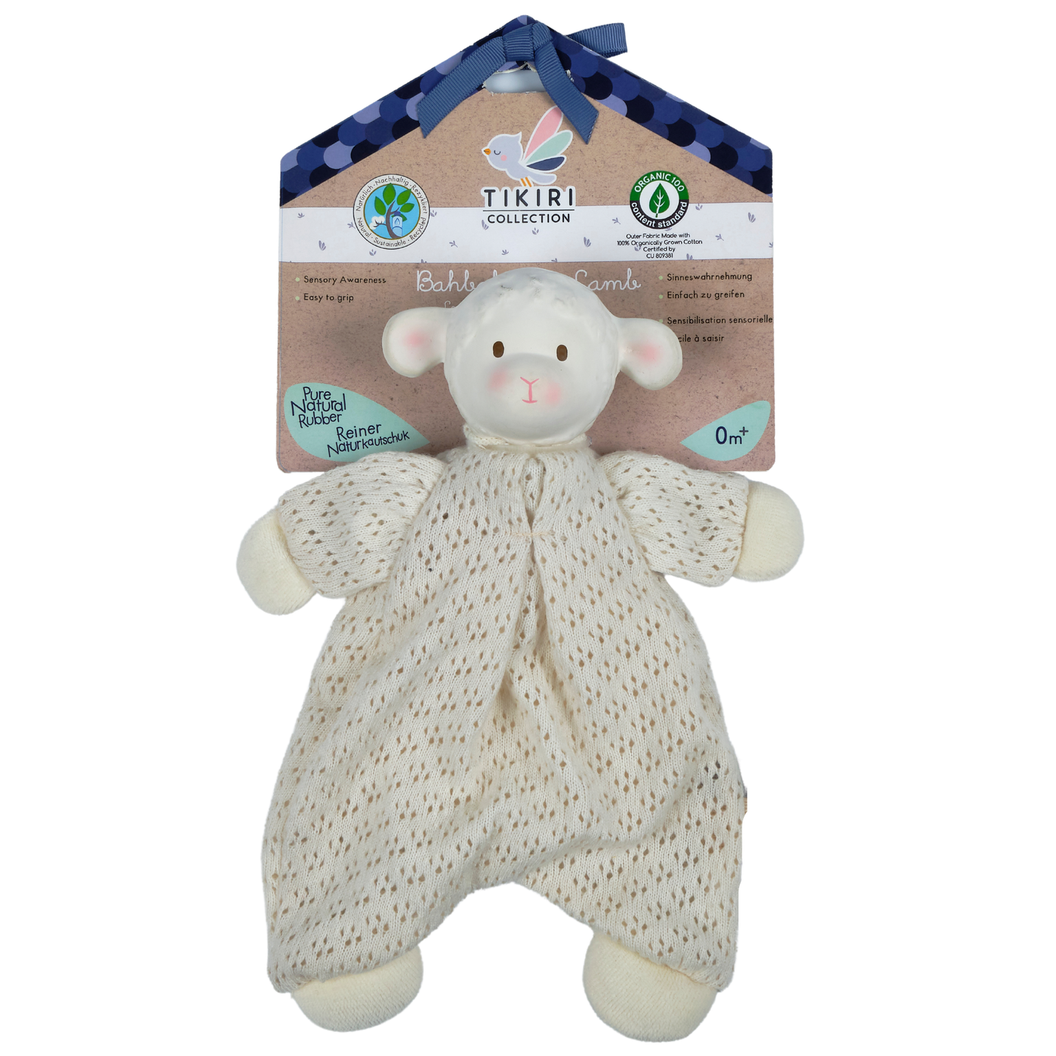 Bahbah the Lamb Baby Lovey with Natural Rubber Teether Head