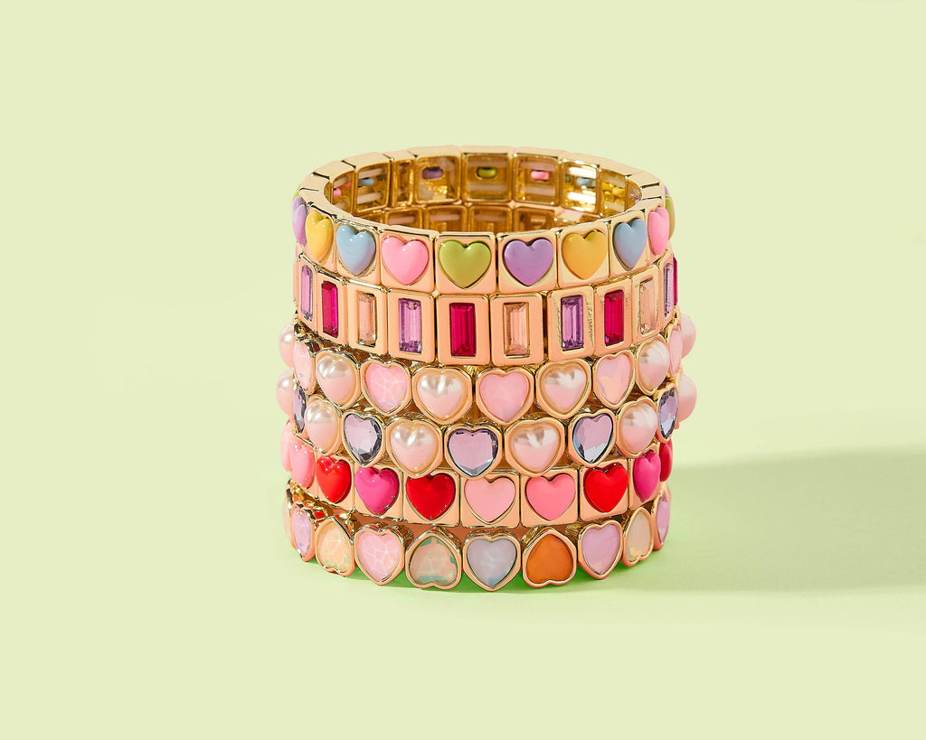Hayden | FOR FUN | Stretch Bracelet Blue Stone + Pearl Hearts