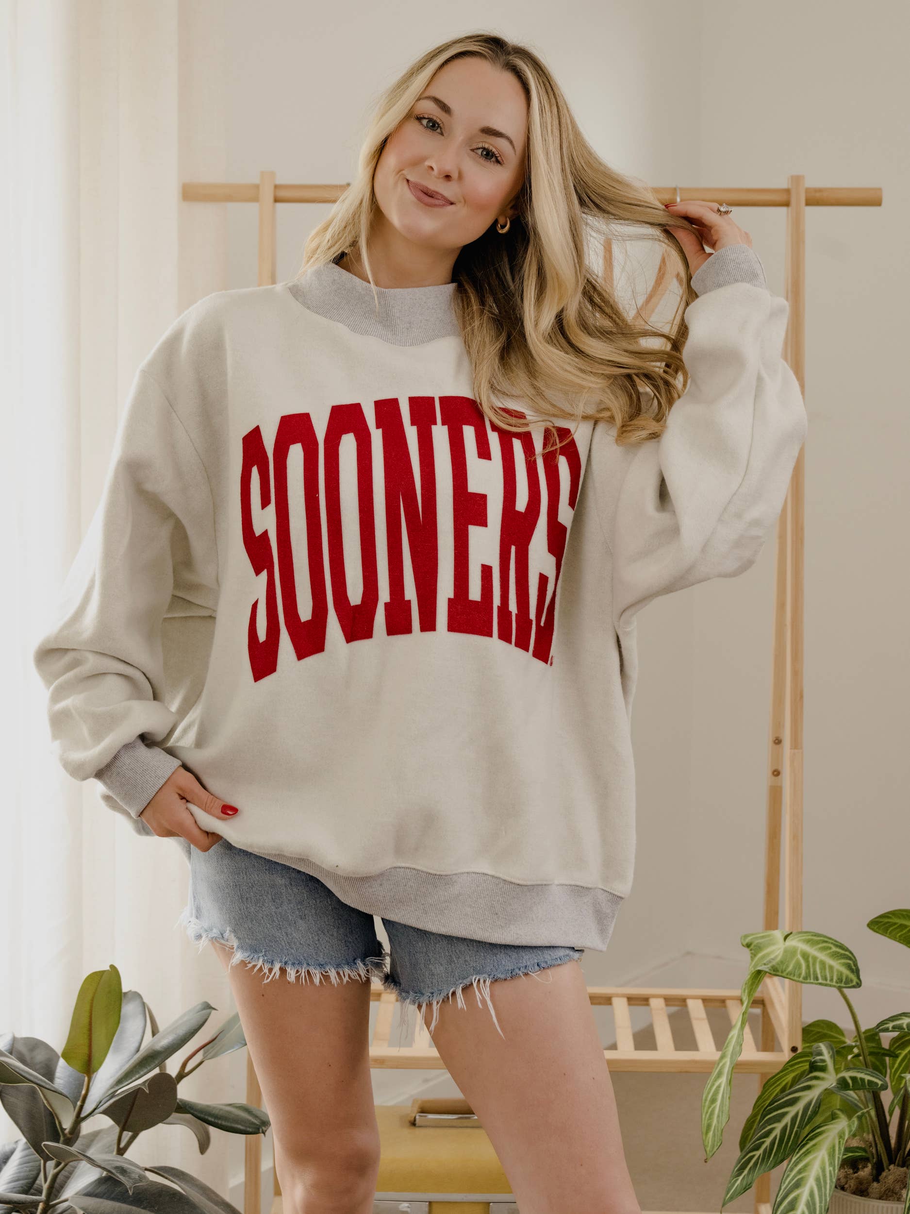 OU Sooners Tall Boy Gray Reversible Mock Neck Sweatshirt