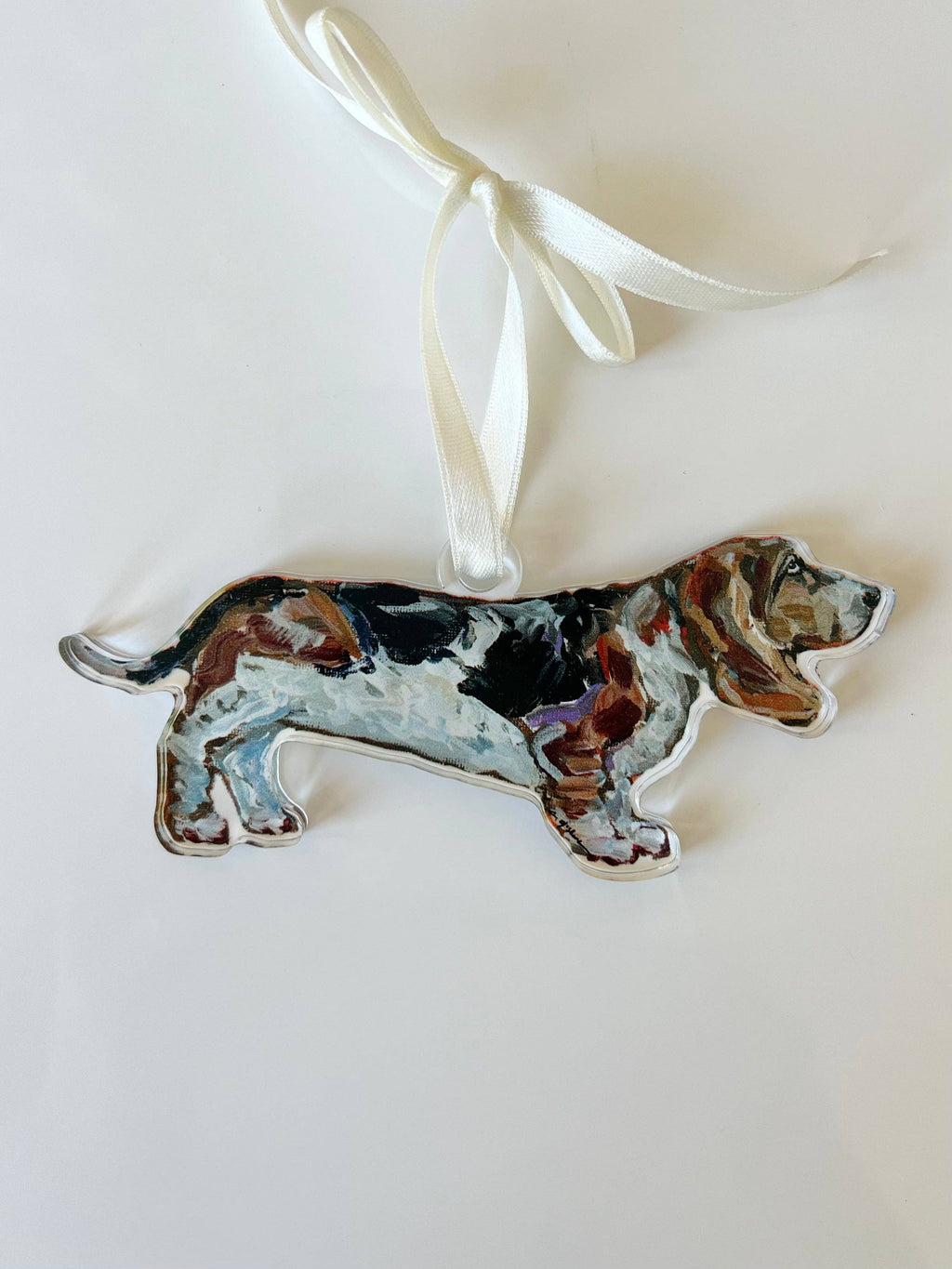 Tri-Color Basset Hound Acrylic Ornament