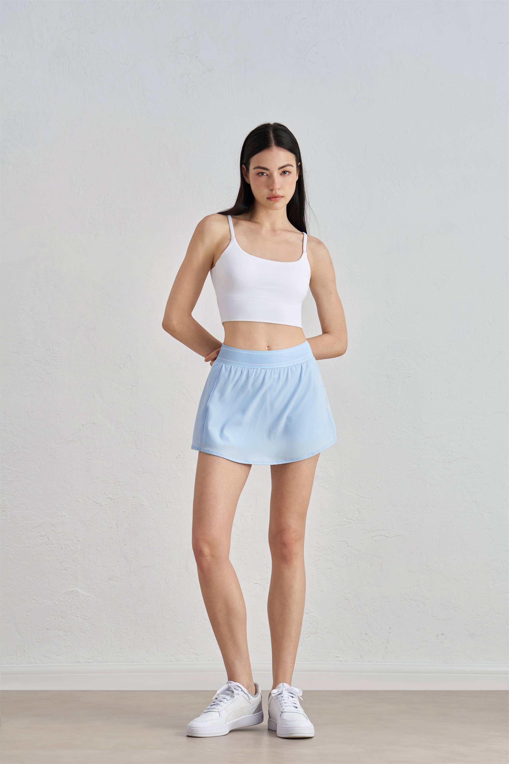 Blair Contrast Waistband Active Skirt: Echo Blue