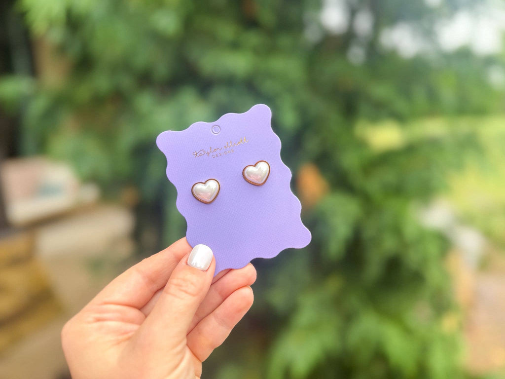 Meredith Stud Earrings | Pearl Hearts
