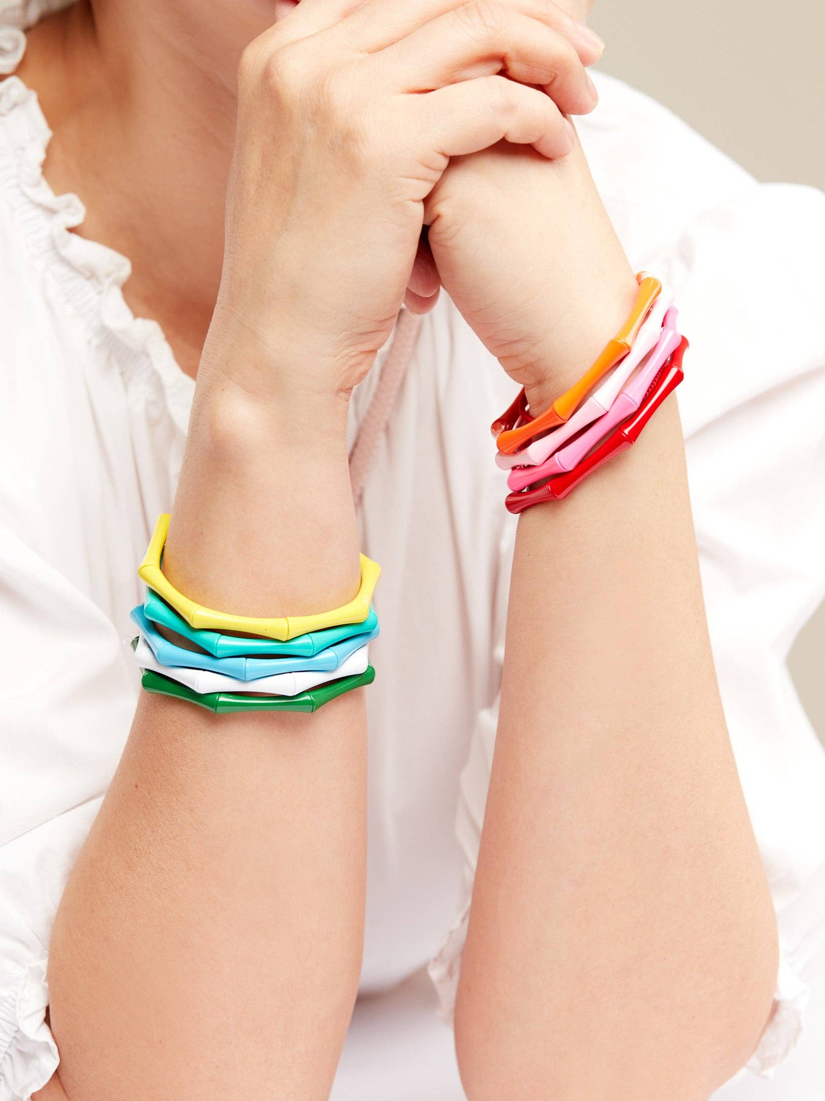 Enamel Bamboo Stretch Bracelet / EMERALD