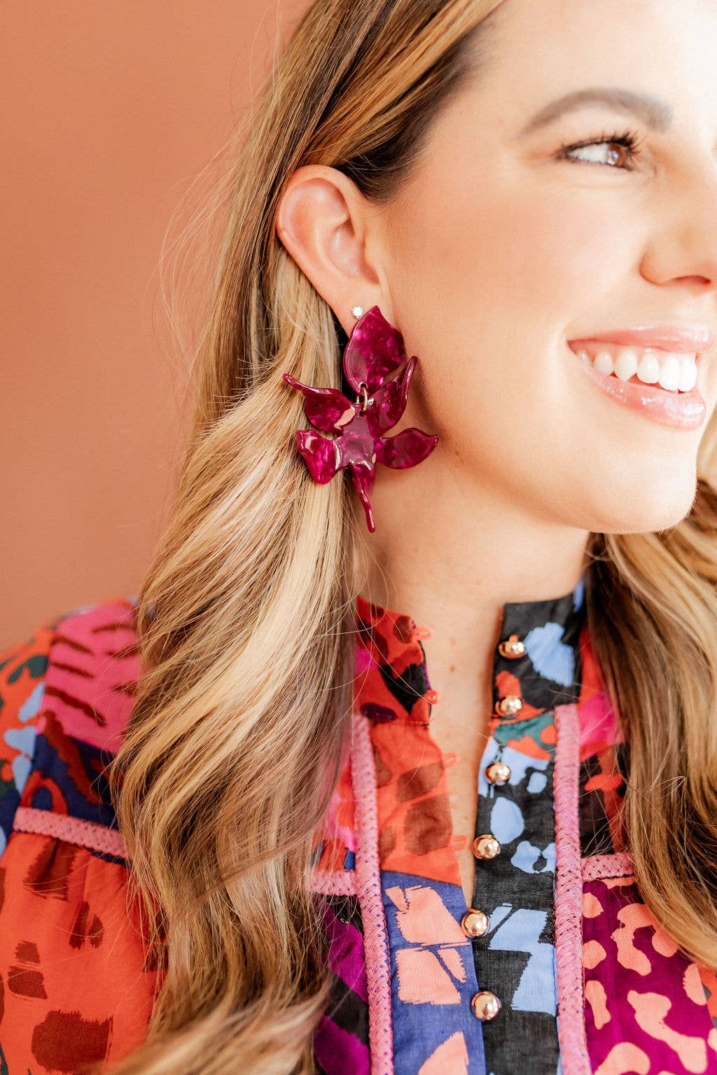 Flora Statement Earrings - Pinot Noir