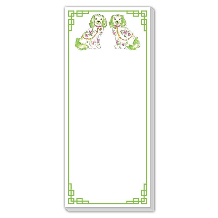 Handpainted Lime Staffordshire Dogs Skinny Notepad