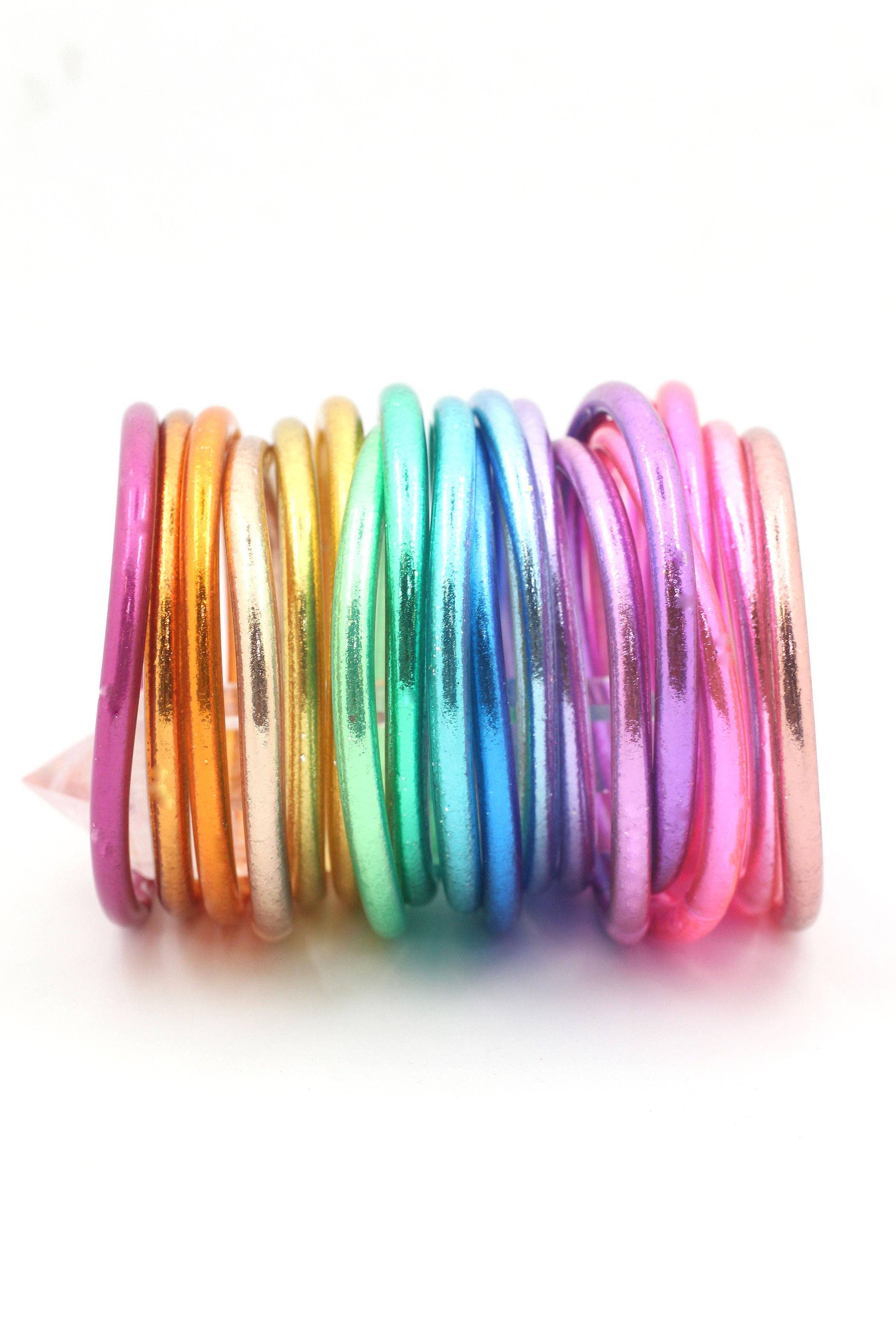 Single Rainbow Thai Buddhist Temple Bracelet Bangle / Bubblegum