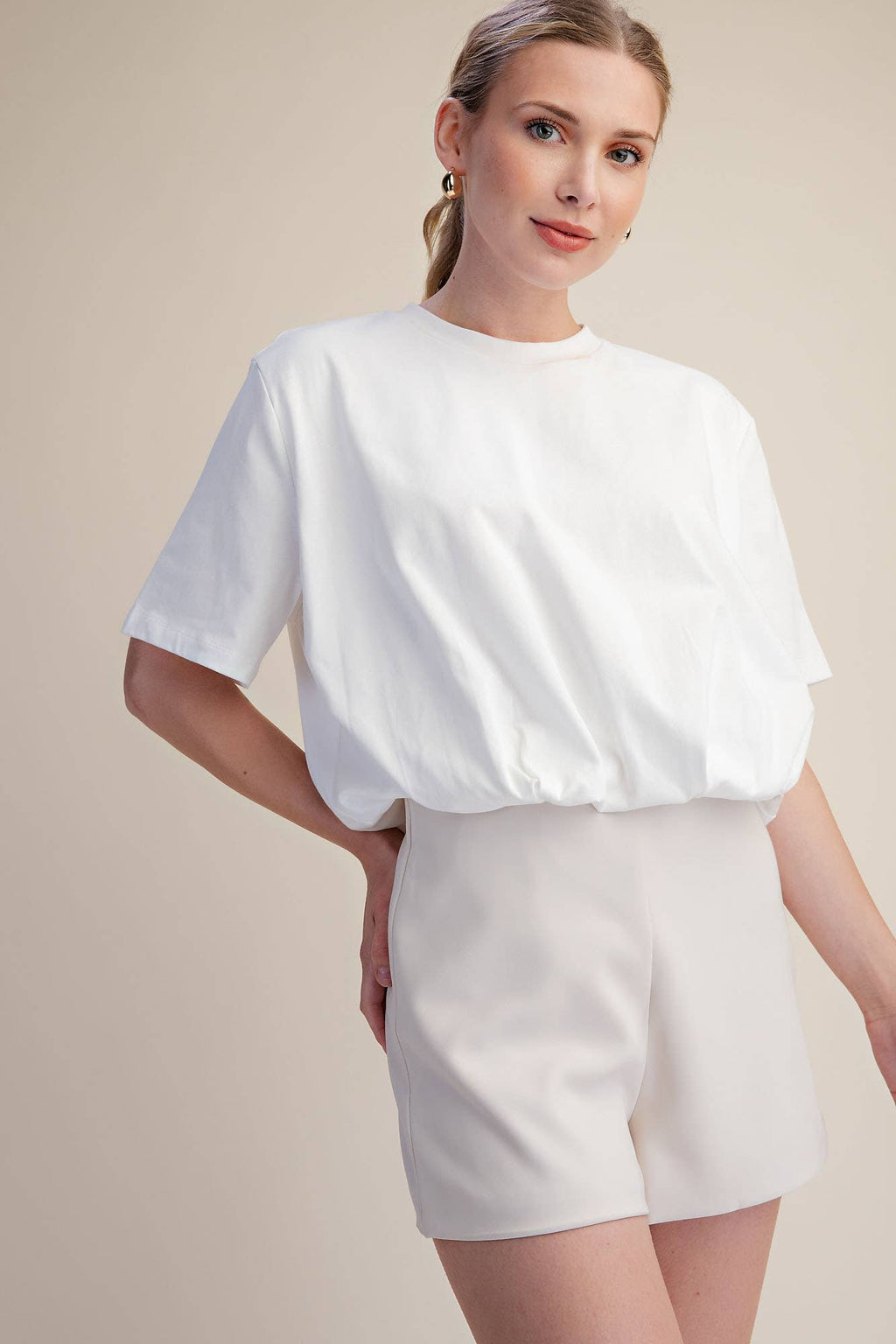 Cropped Bubble Hem T-Shirt