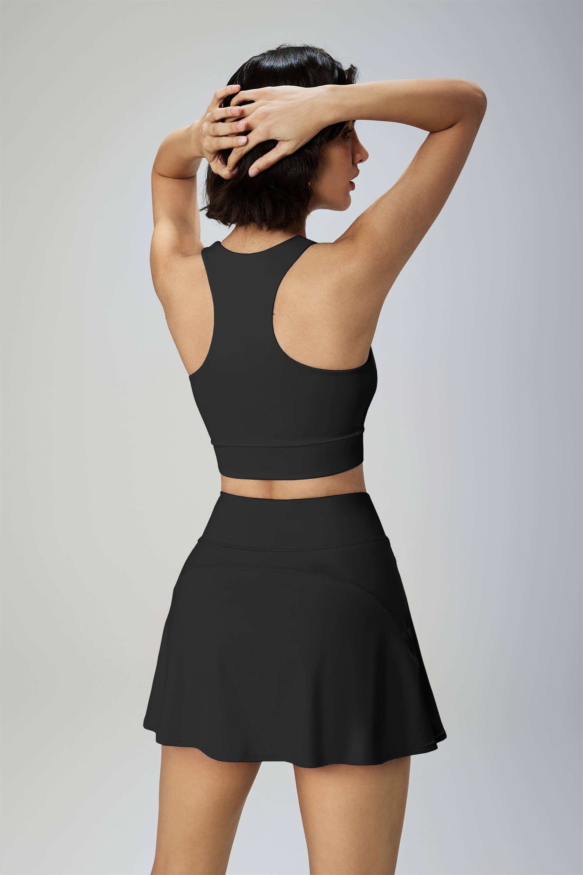 Dara Crossover Waistband Mini Active Skirt : Pale Rose
