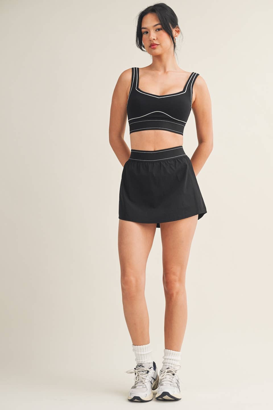 Lightweight Skort with Elastic Waistband | Black