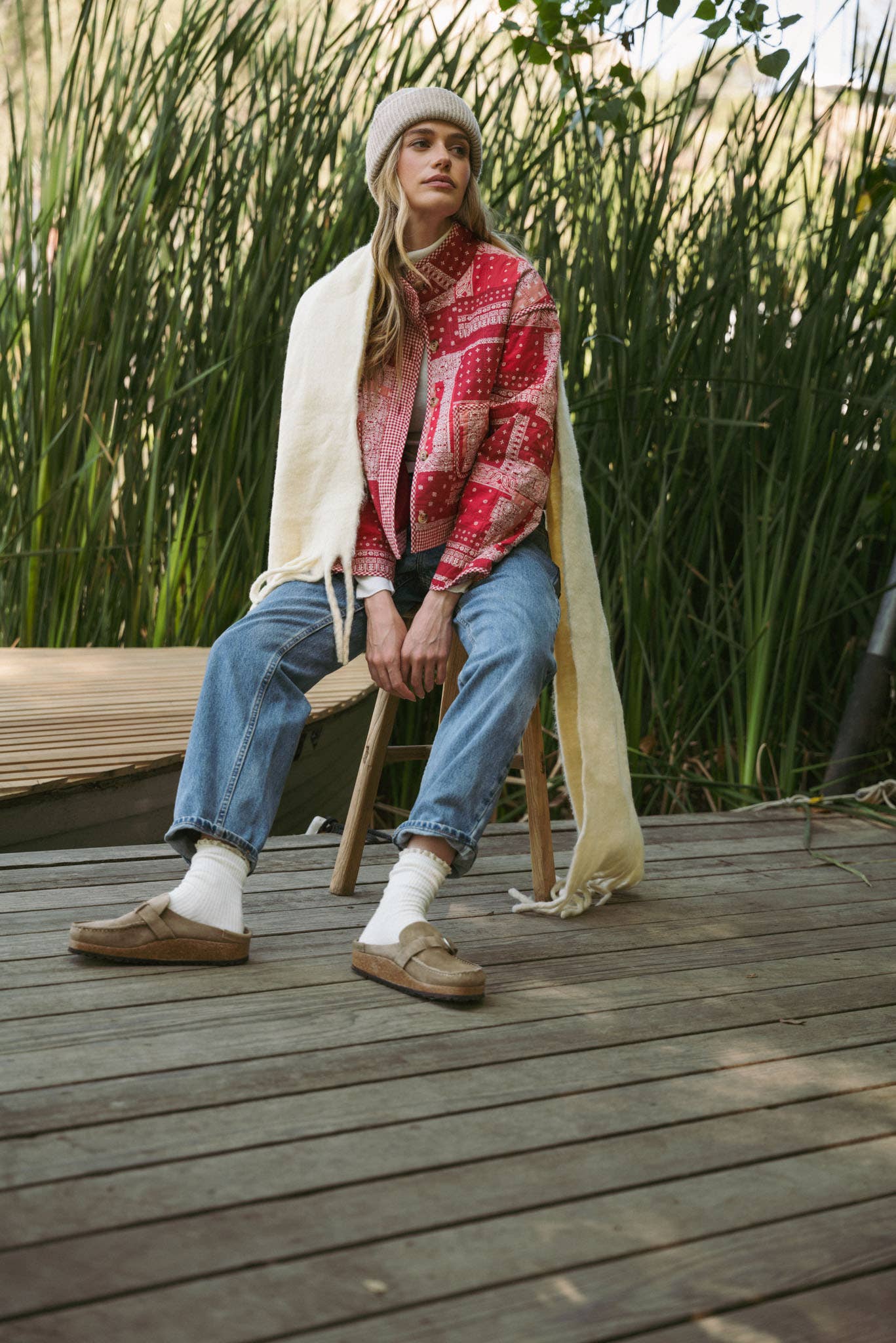 RED BANDANA PATCHWORK QUILTED JACKET