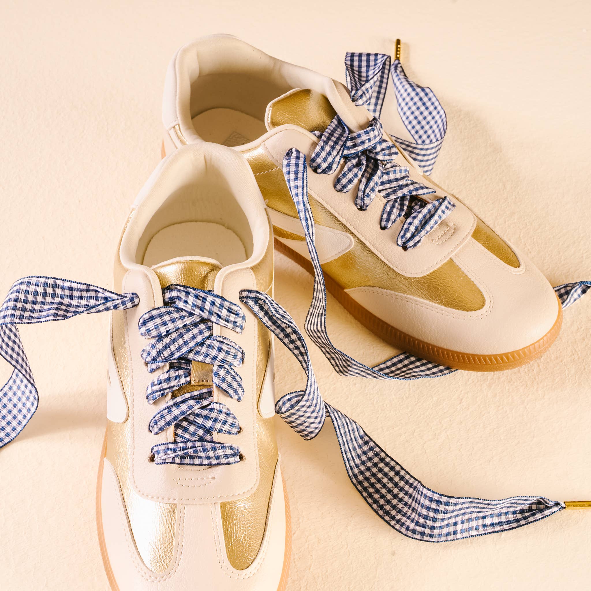 Step It Up Shoelaces-Gingham Navy