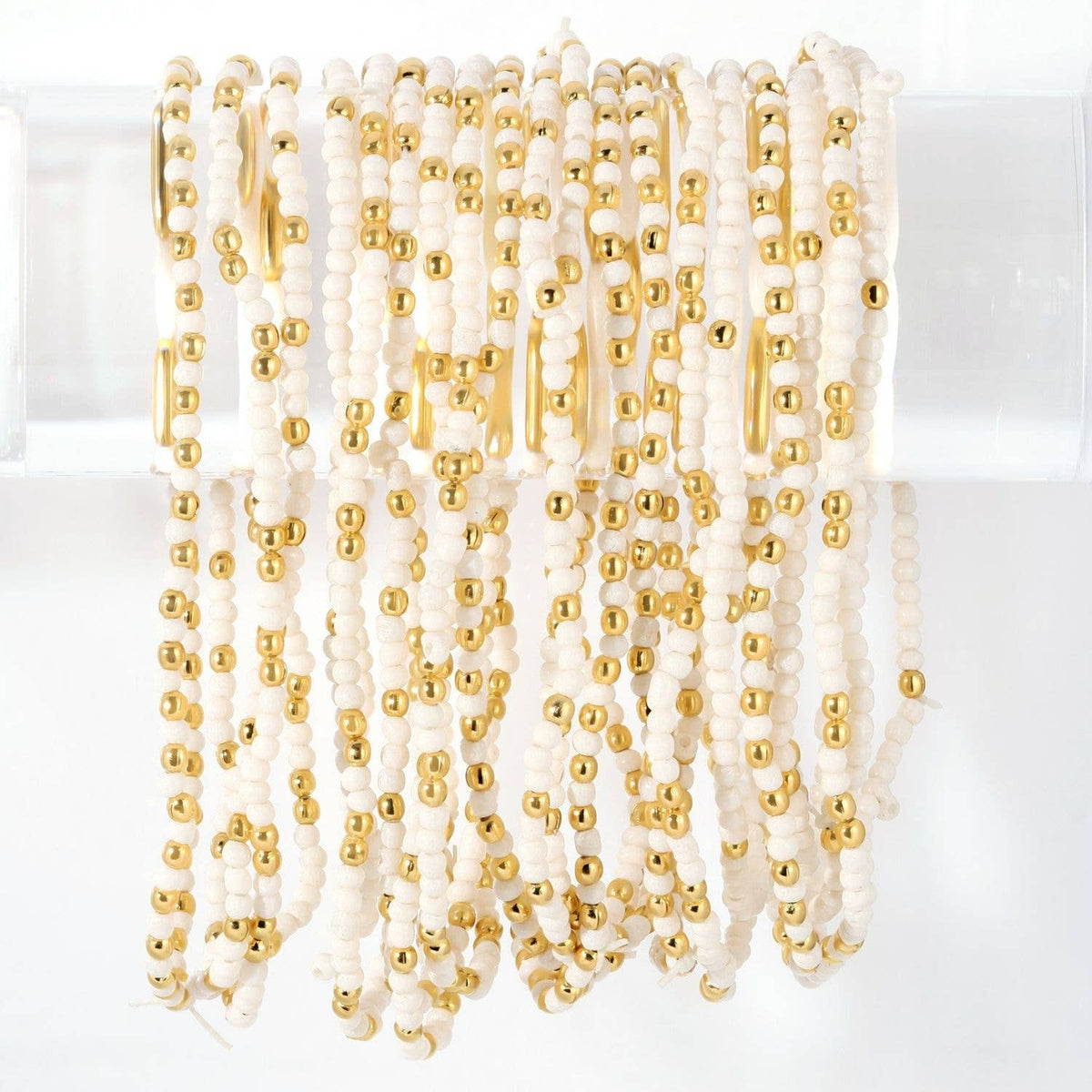Stretch Seed Bead Solid Game Day Bracelets | White