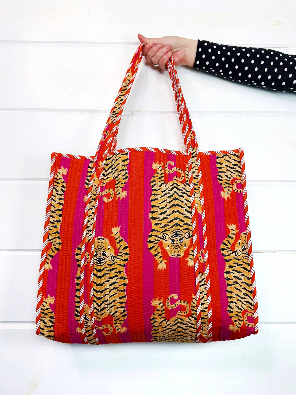 Quilted Tiger Print Tote Bag | Large Travel Bag | Gifts