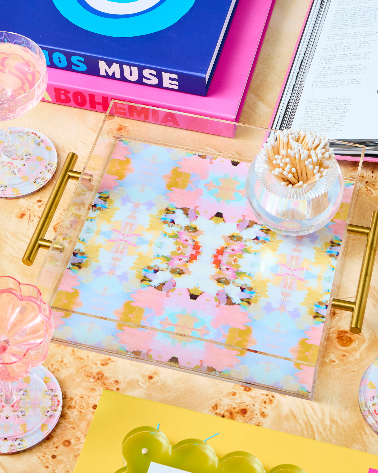 Brooks Avenue Pink (Laura Park Designs) Acrylic Large Tray