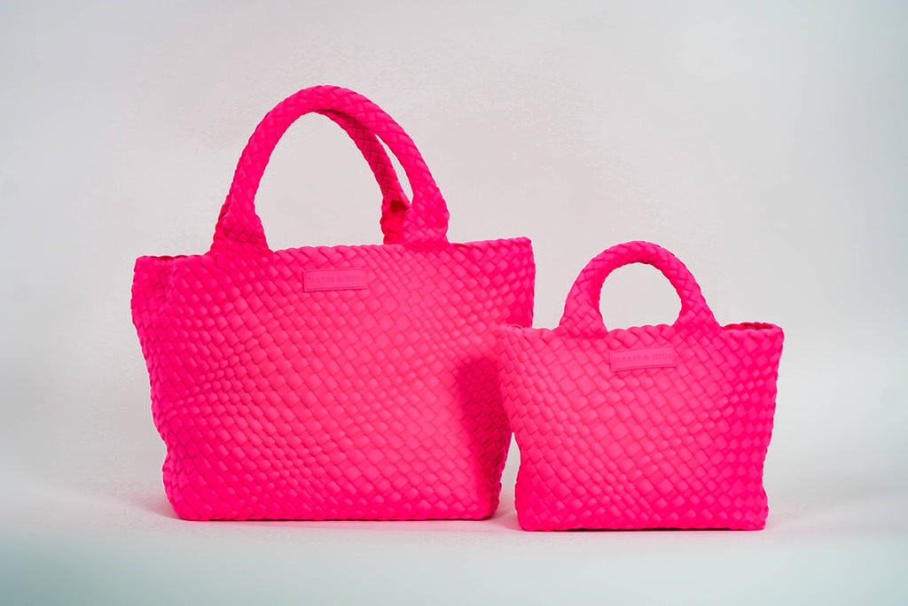 Mini Woven Tote - Neon Pink