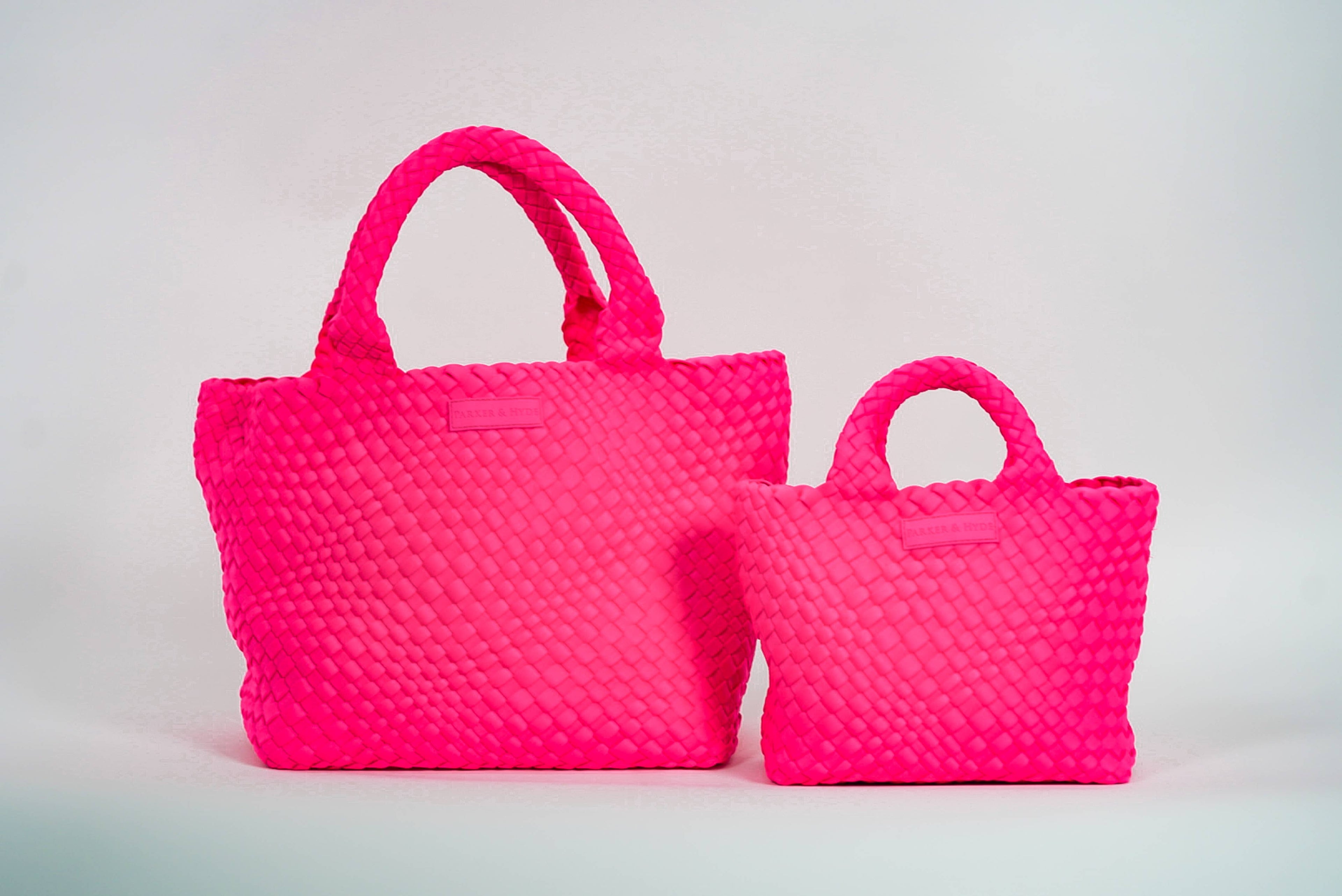 Mini Woven Tote - Neon Pink