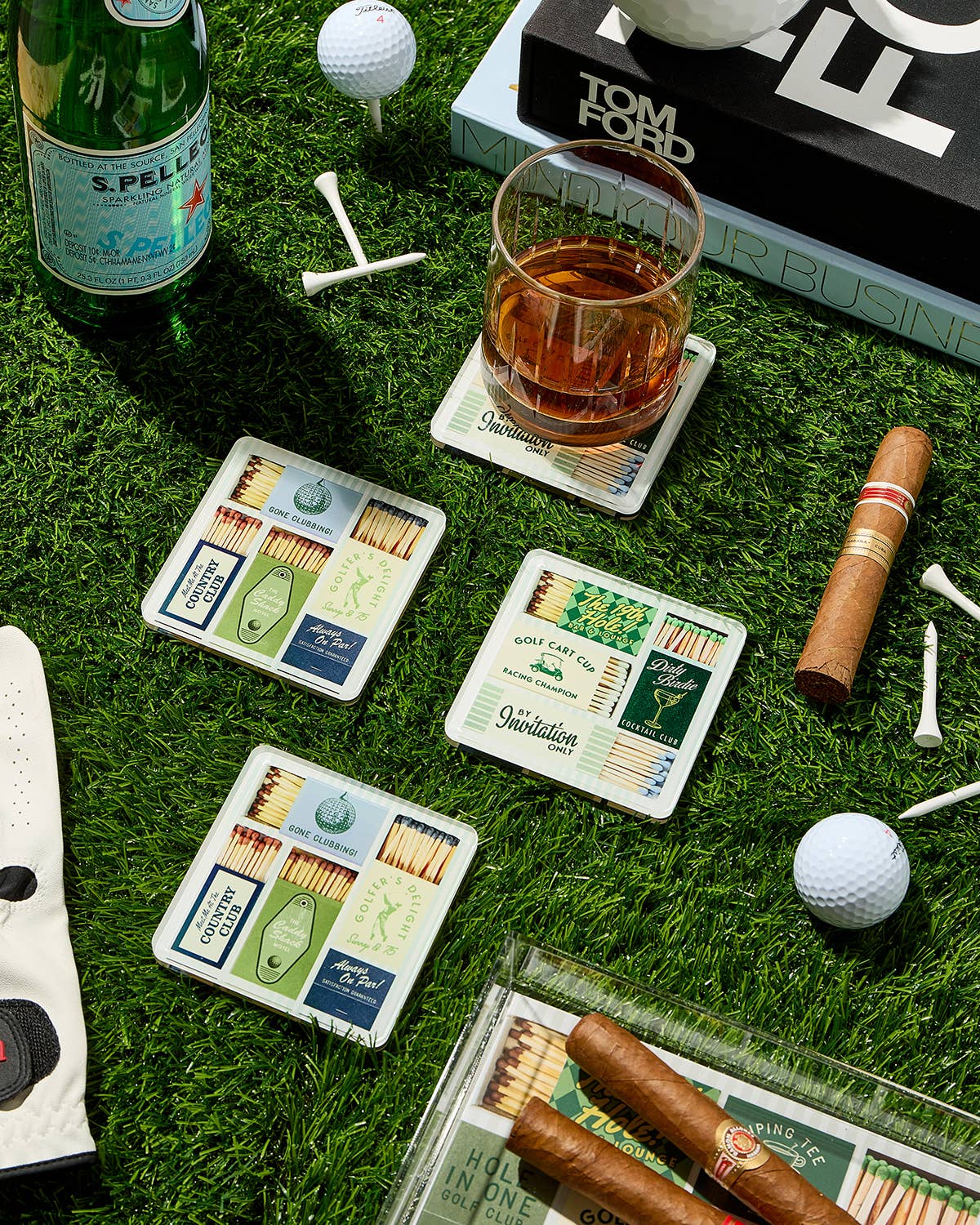 Golf Matchbook Coasters: Boxed Set of 4
