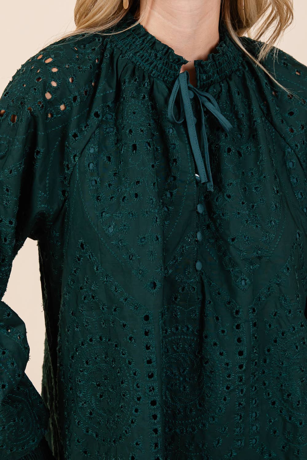 Hunter Green Eyelet Mini Dress