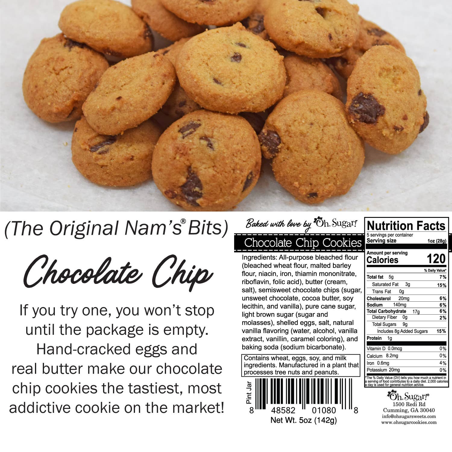 Oh Sugar! Nams Bits Cookie Jars - Mother's Day Pint Assortment- Chocolate Chip