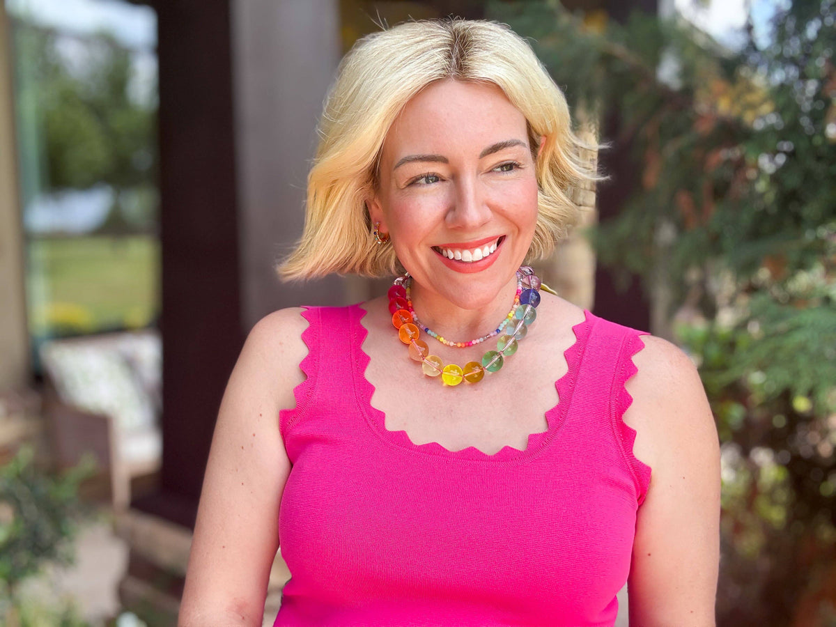 Rainbow Mini Beaded Necklace - Leigh