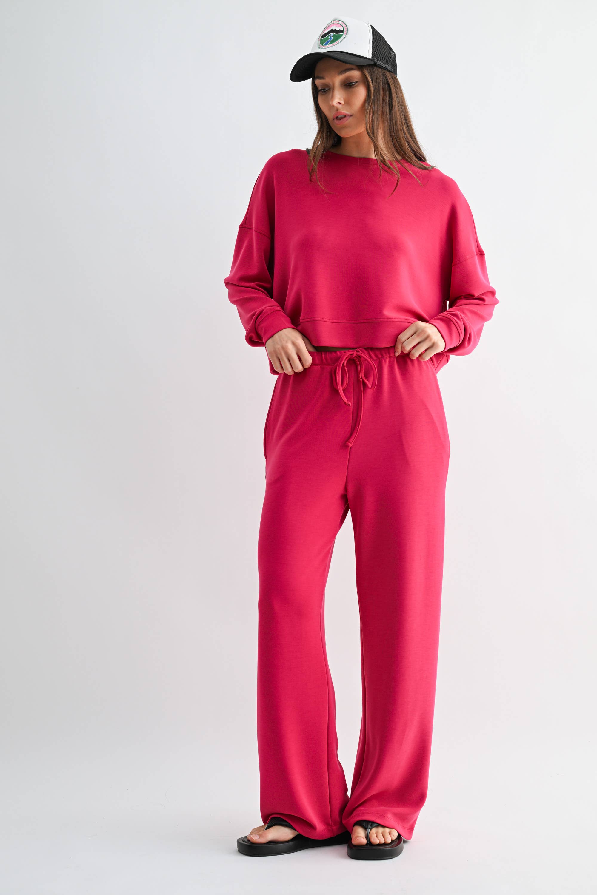 Laguna Dropped Shoulder Scuba Set | Plum Pink