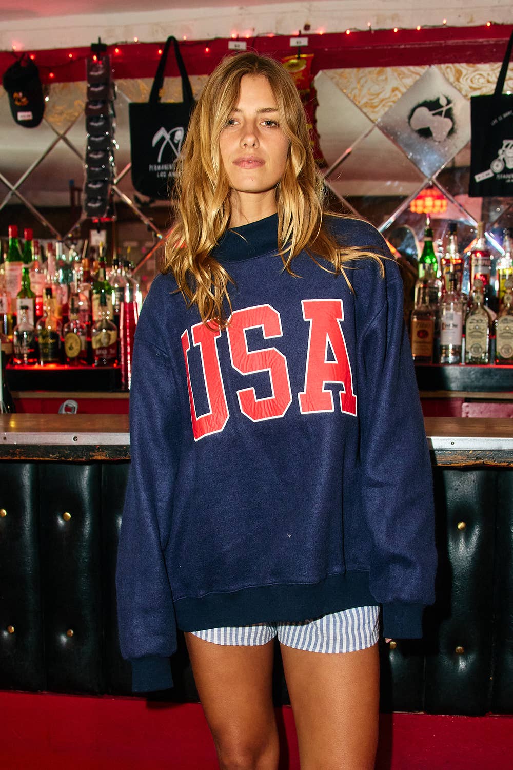 USA & FLAG Reversible MockNeck Sweatshirt | Navy