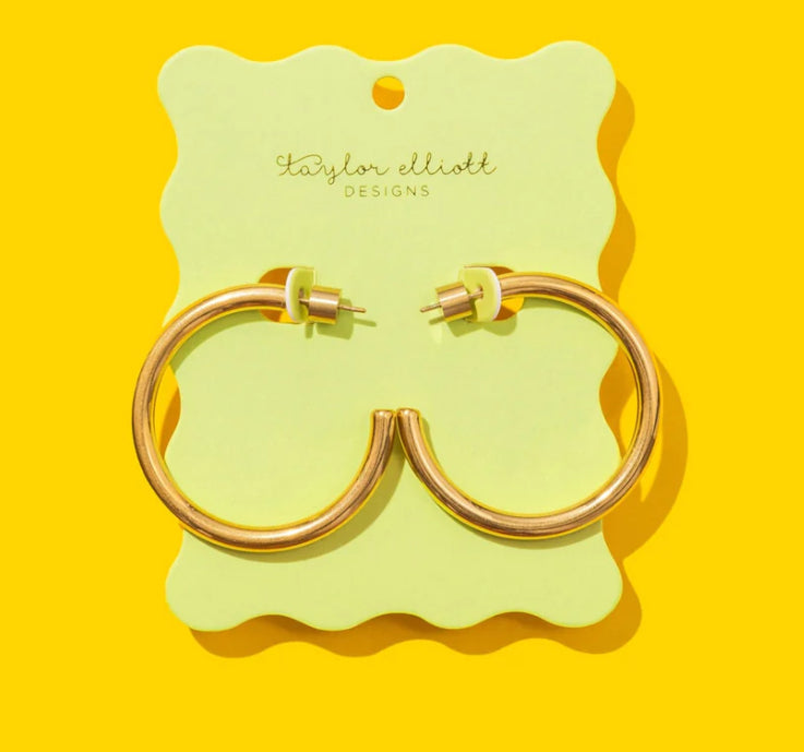 Terry Gold Large Hoop Earrings by Taylor Elliott Designs