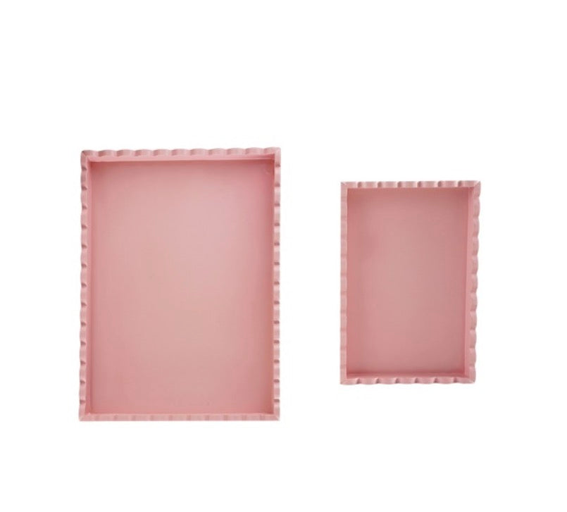 Scalloped Pink Decorative Tray | Set of 2
