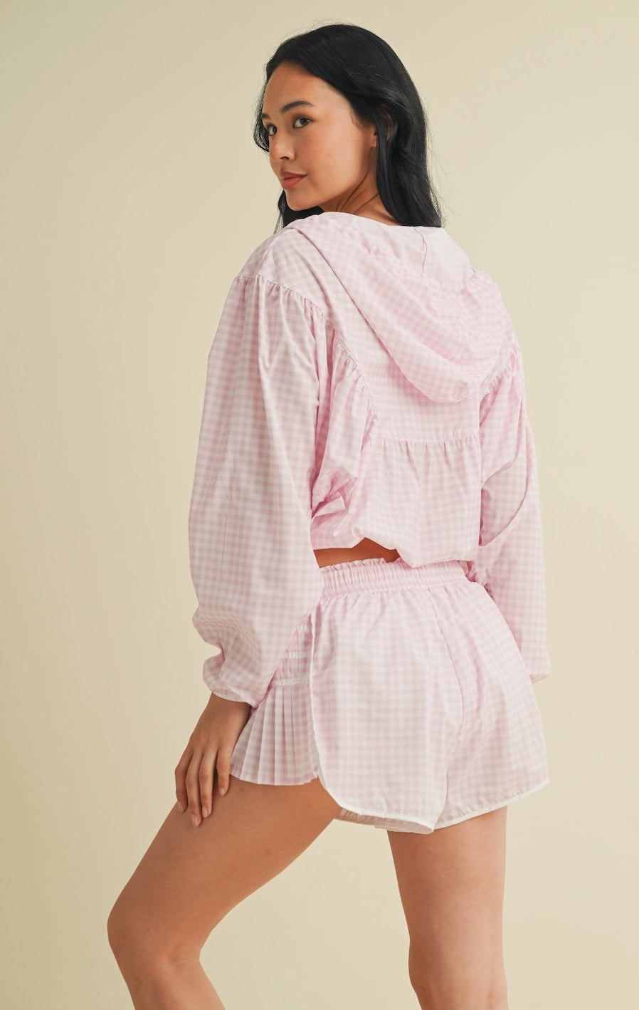 Lightweight Pink Gingham Print Jacket
