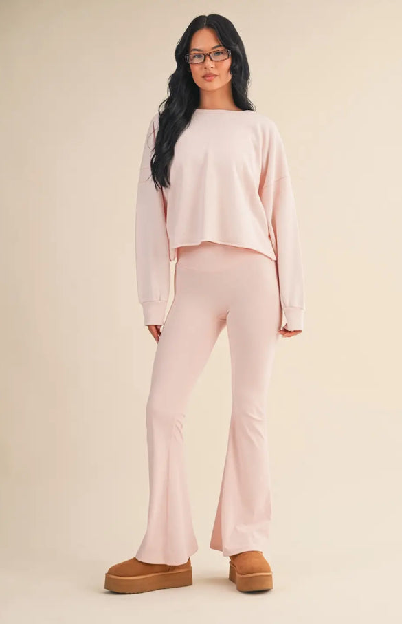 Pink Mineral Wash Cutout Back Layering Sweatshirt