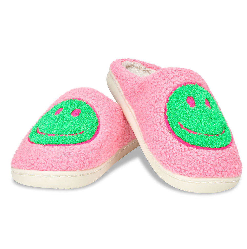 Pink & Green Happy Slippers