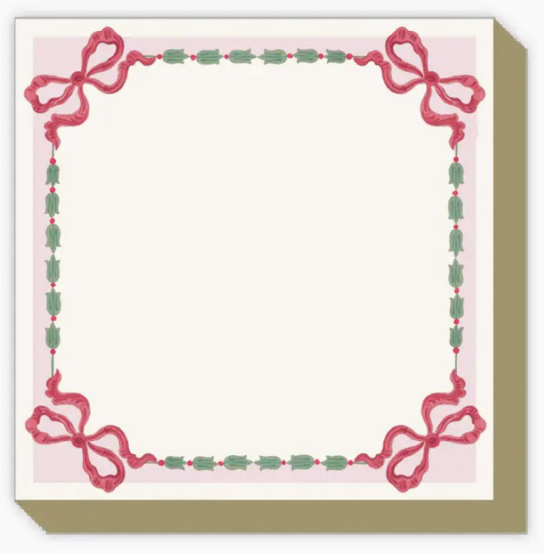 Holiday Green Border with Holiday Red Bows Mini Luxe Notepad