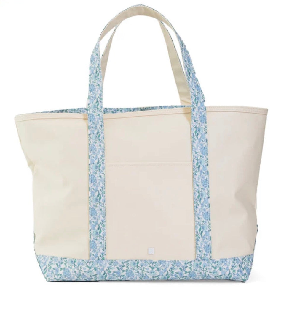 Natural Canvas with Hamptons Floral Trim Large Maxi Tote | TRVL Design