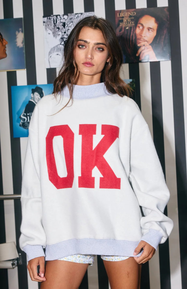 Oklahoma/OK Reversible Mock Neck Fleece Sweatshirt