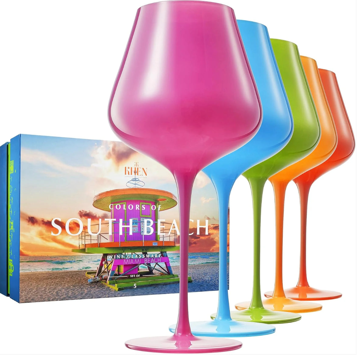 Colors of South Beach Wine Glass Set