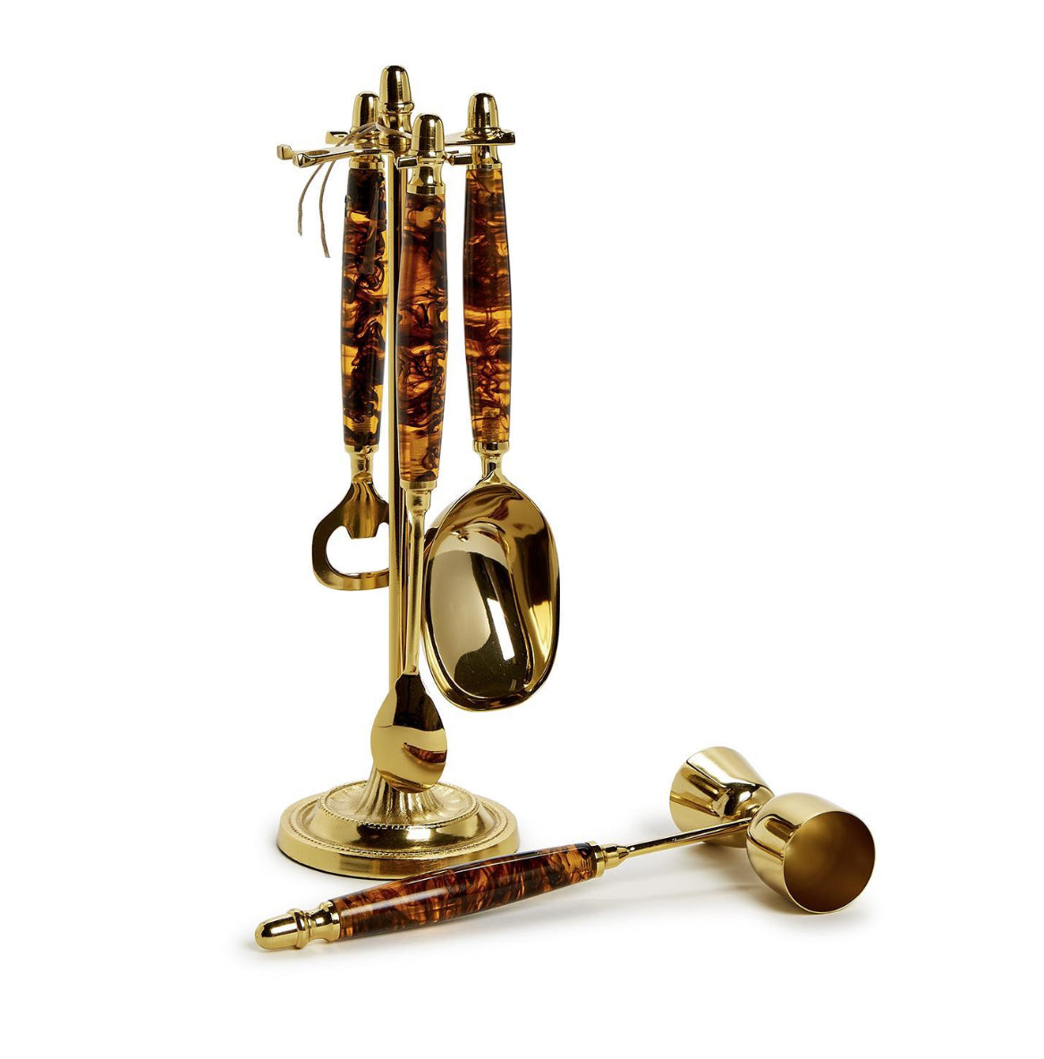 Tortoise Print Bar Set with Stand