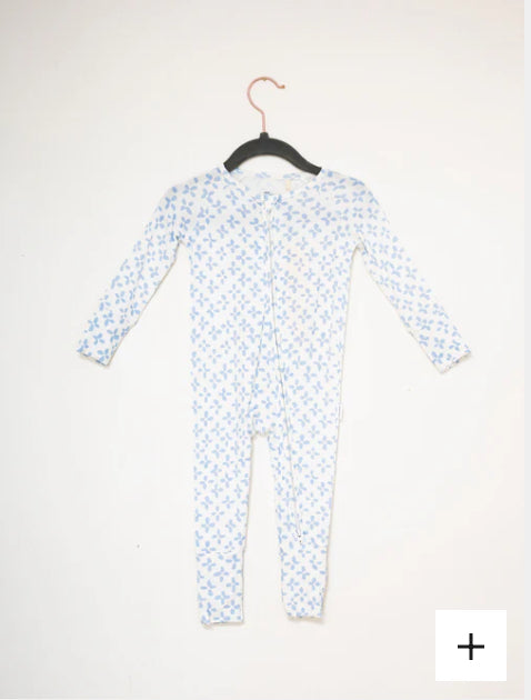 Clover Light Blue Sleep Romper: The Uptown Baby