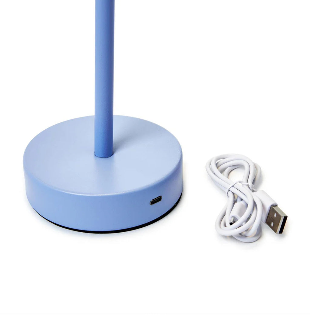 Cordless Rechargeable Scalloped Blue Table Lamp