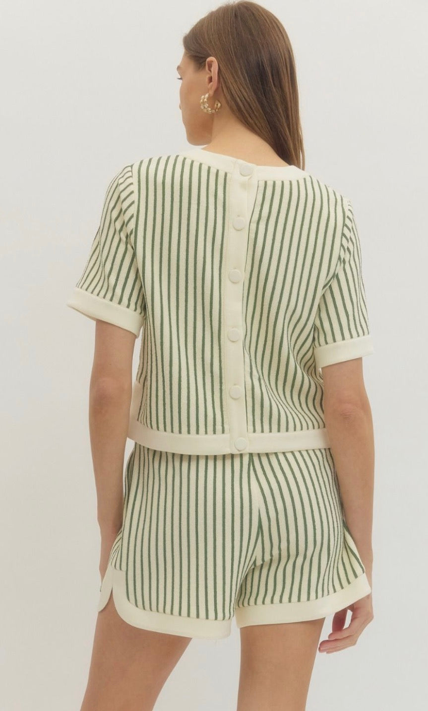 Matcha Knit Stripe Short Set