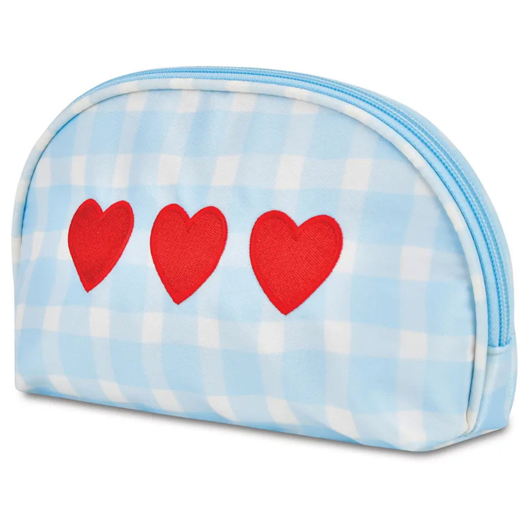 Gingham Hearts Oval Cosmetic Bag