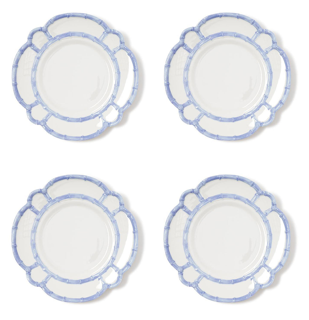 French Blue Bamboo Melamine Dinner Plate Set/4