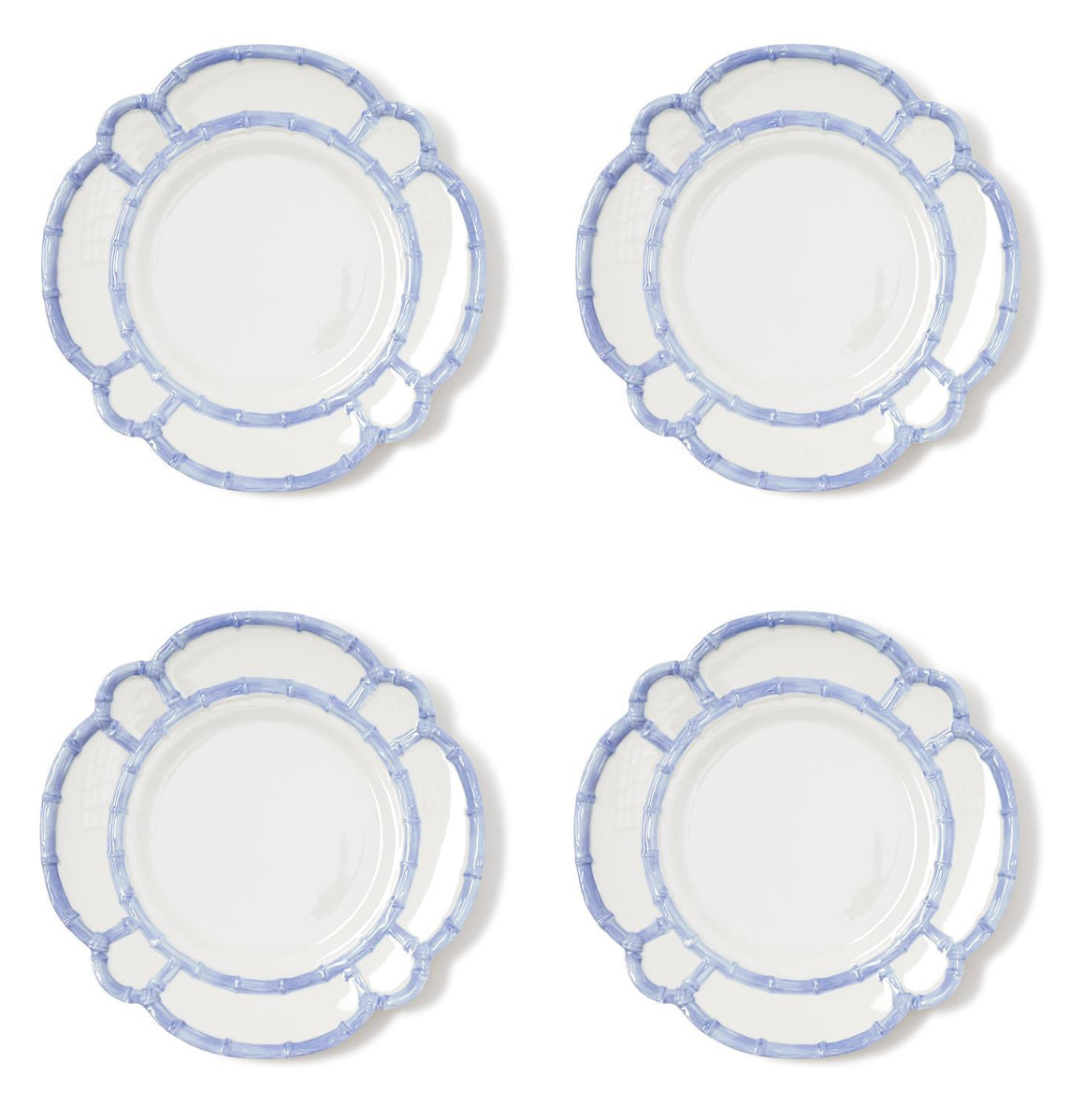 French Blue Bamboo Melamine Dinner Plate Set/4