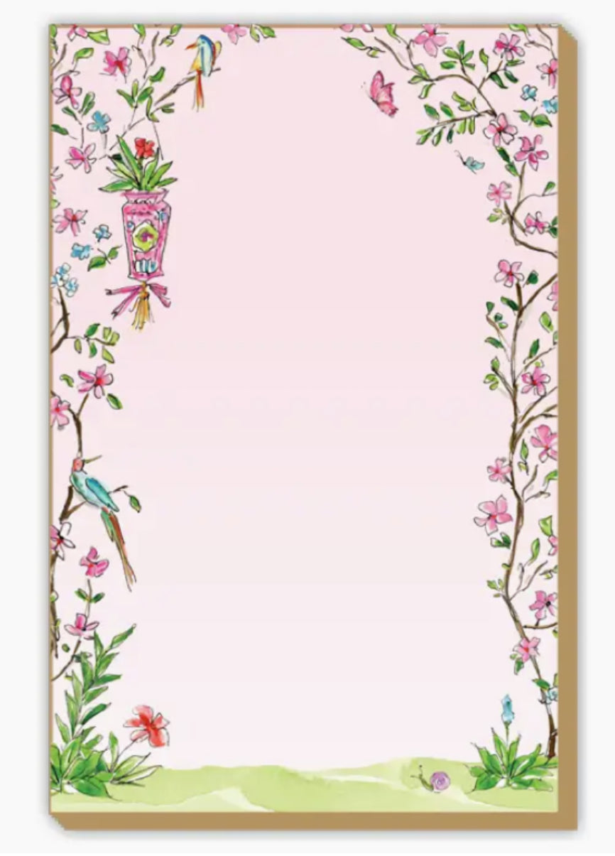 Hand painted Pink Enchanted Garden Luxe Large Notepad