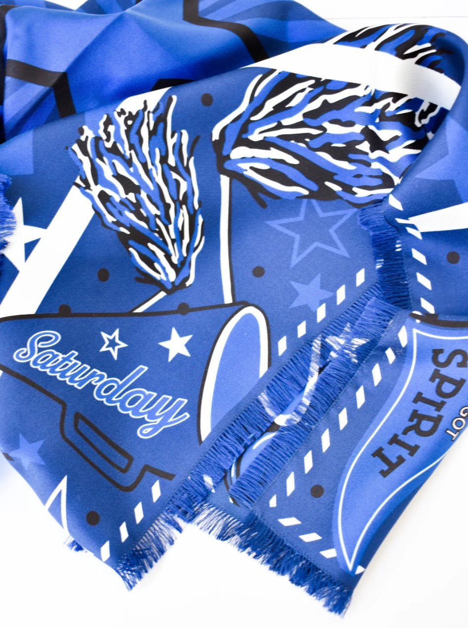 Navy Fringed Spirit Scarf | Saturday Silks