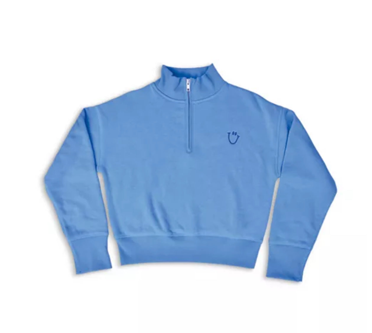 Happy Faces Bright Blue 1/4 Zip Sweatshirt
