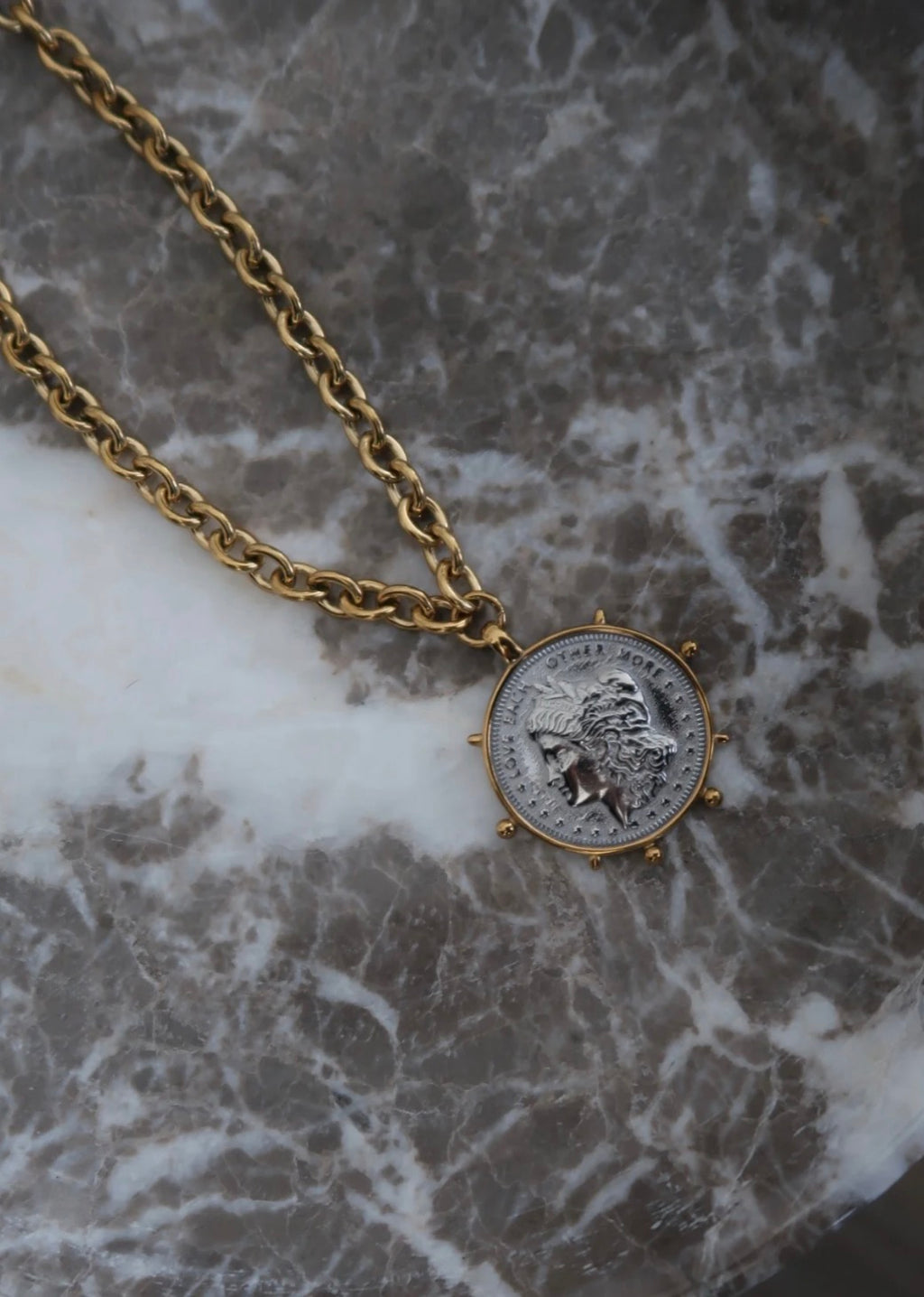 TWO TONED COIN NECKLACE