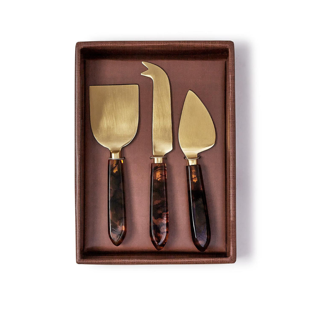 Tortoise Swirl Cheese Knives
