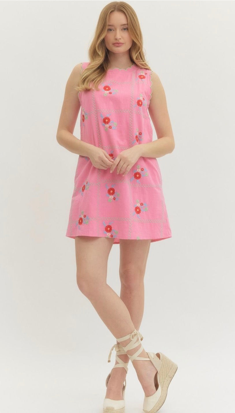 Floral Embroidered Mini Dress